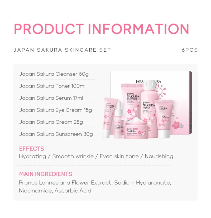Skin Care Set JAPAN SAKURA 6pcs - Image 6